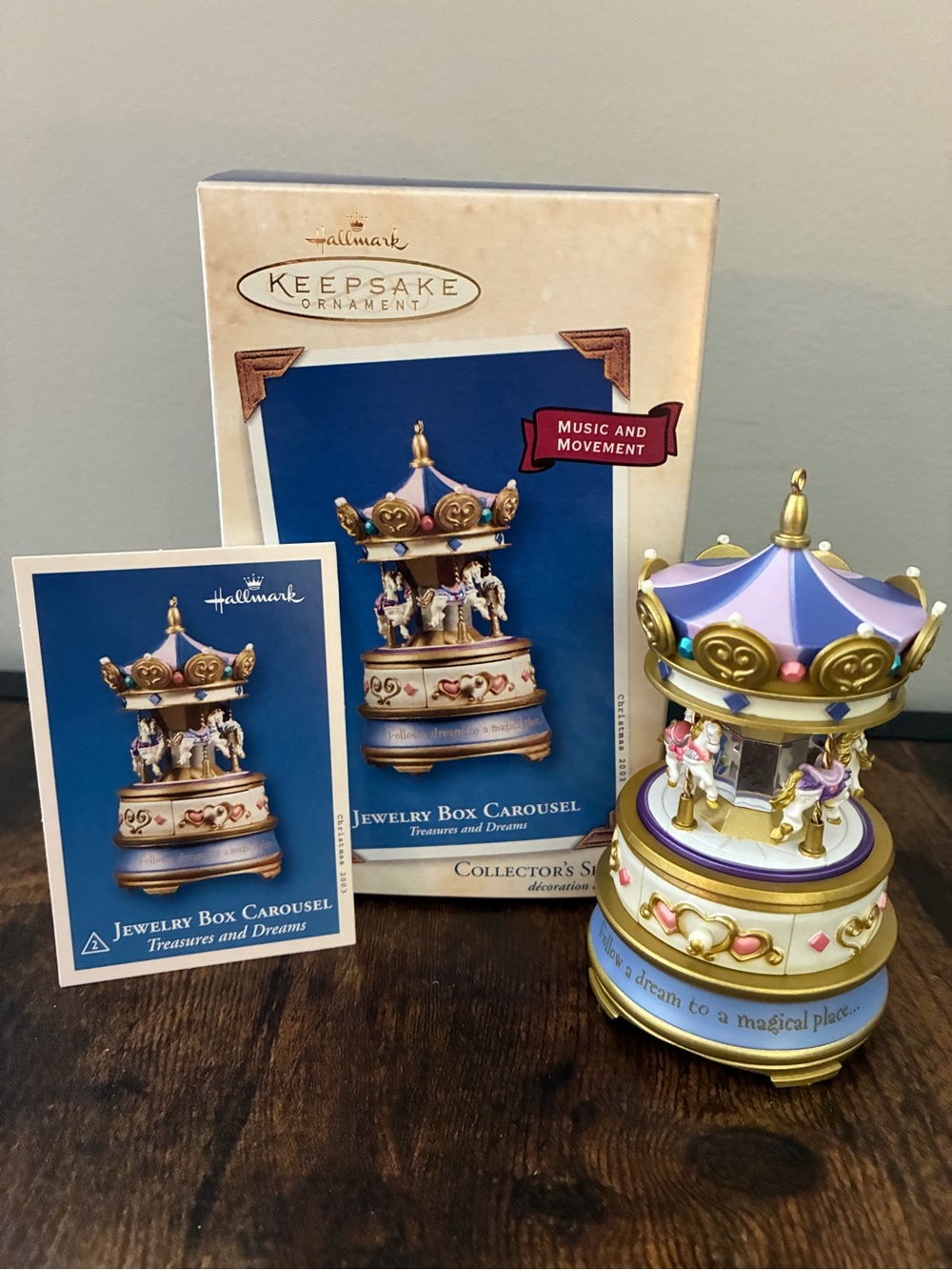 Hallmark 2003 Jewelry Box Carousel in Lavender and Gold